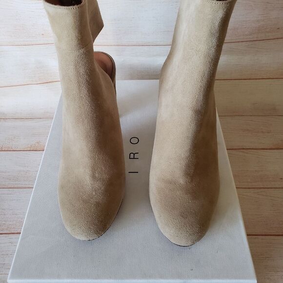 IRO Matyizi Suede Cutout Round Toe Bootie Block Heel Tan Natural Women's Size 39 - Picture 8 of 13